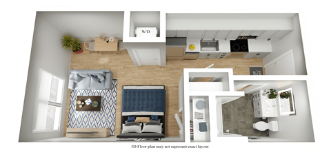 Floor plan for studio, 1 bath, 393 sqft